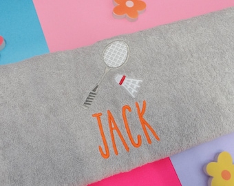 Toalla de bádminton personalizada: nombre bordado, regalo deportivo
