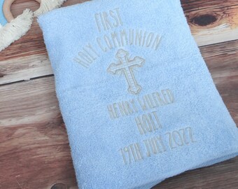 Personalized Embroidered Holy Communion Towel: Keepsake Gift