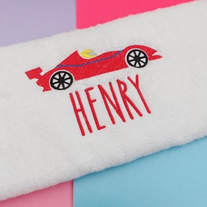 Personalised Car Towel - Car Towel -Boys Gift with Name on - Car Gift - Personalised Towels , Embroidered Towels , Boys Towels