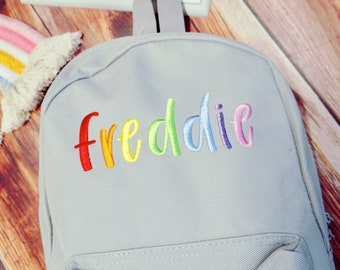 Personalised Rainbow Backpack Rucksack -  Personalized Bag - school nursery Bag - Personalised Kids Backpack - Toddler Backpack  Rainbow Bag