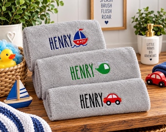 Personalized Kids Face Cloth: Embroidered Flannel Washcloth