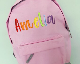 Personalized Rainbow Kids Backpack - Nursery School Bag