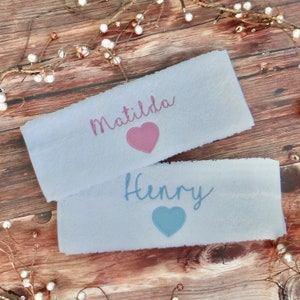 Personalised Towels , Personalised Name Towels , Personalised Face flannel embroidered with cute heart , Personalised Face Cloth