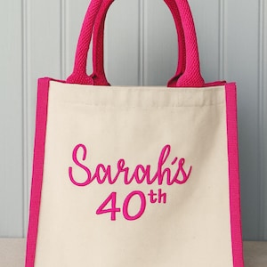 Personalised birthday Bag , Birthday Tote bag, Embroidered Birthday Gift Bags, ANY AGE , Embroidered bags , Holiday Bags
