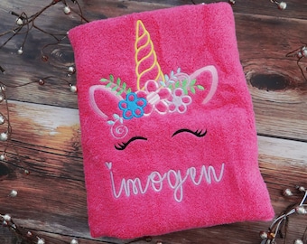 Personalized Unicorn Embroidered Bath Towel: Luxury 650gsm