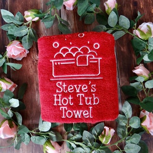 Personalisiertes Hot Pot Badetuch, Hot Pot Geschenk, Sauna Handtuch, Personalisierte Handtücher, Gestickte Handtücher Bild 8