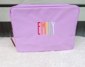 Personalized Kids Wash Bag: Rainbow Name Embroidered Toiletry Bag