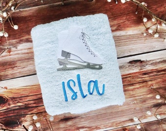 Personalized Ice Skating Towel: Embroidered Skate Design