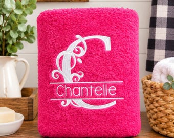 Personalised Monogram Towel | Custom Initial & Name Towel | Embroidered Monogram Bath Towel | Personalised Swimming Towel | Luxury Gift