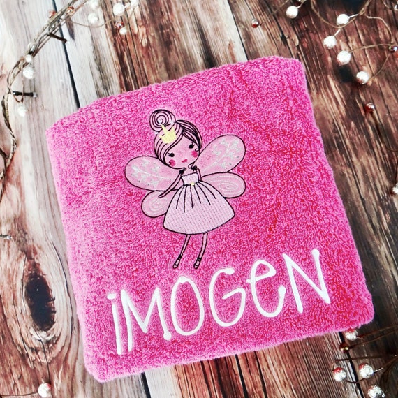 Personalised Fairy Towel Embroidered Fairy Towel Personalized Fairy Bath Towels Girls Bath Towels Girls Fairy Towel Kids Towels Etsy
