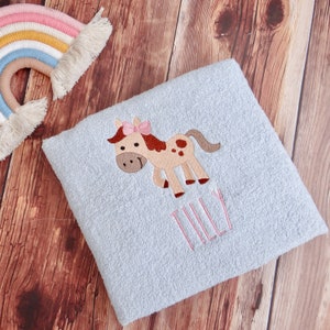 Personalized Embroidered Horse Towel: Equestrian Gift