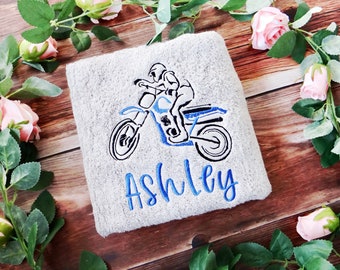 Personalisiertes Dirt Bike Handtuch - Personalisierte Handtücher - Jungen Handtücher - Fahrrad Handtuch - Sport Handtuch - BMX Handtuch - Dirt Bike Geschenk - Handtücher