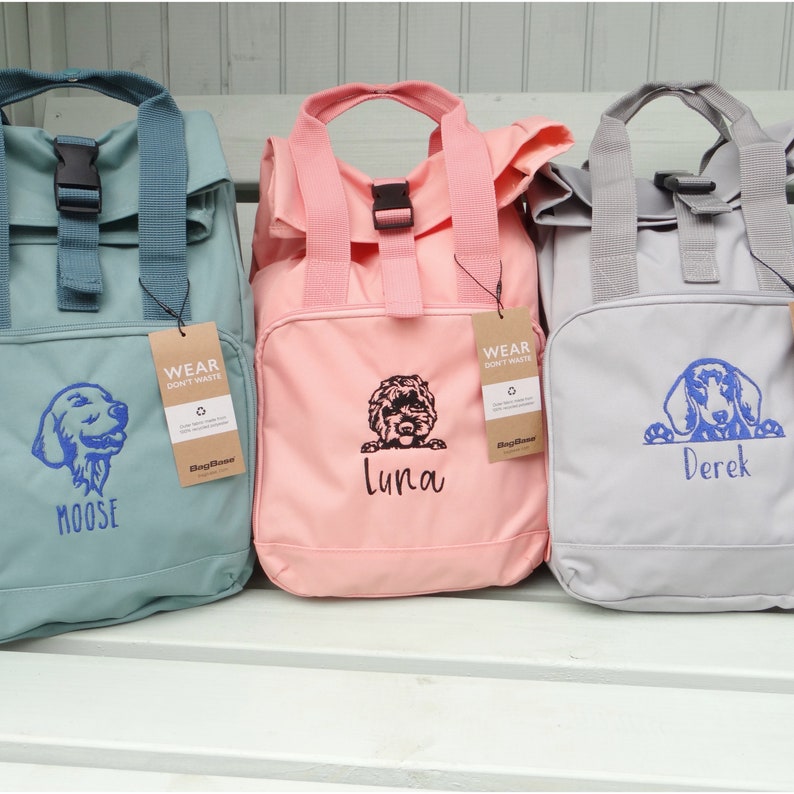 Embroidered Pet Portrait Backpack Custom Recycled Backpack Etsy