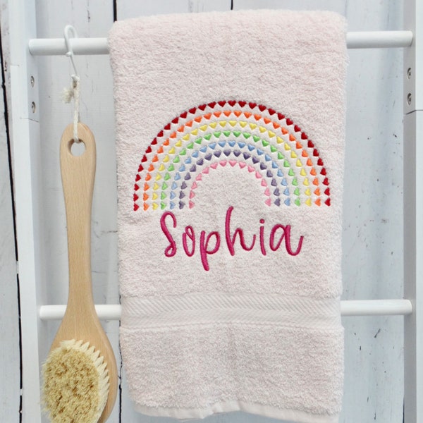 Personalised Swimming Towel - Personalised Towels - Rainbow Towel - Rainbow Gift - Swim Towels - Kids Bath Towels - Girls Rainbow Towel