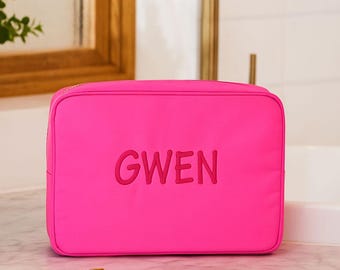 Personalized Kids Wash Bag: Embroidered Rainbow Name Travel Toiletry Bag