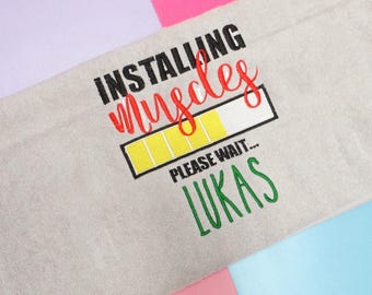 Personalized Gym Towel: Embroidered Installing Muscles Gift