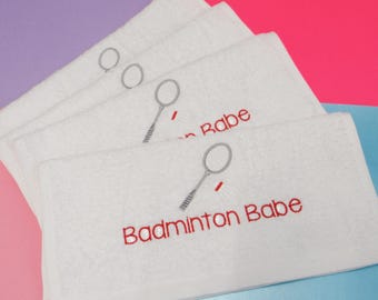 Toalla de bádminton bordada personalizada: regalo con nombre personalizado