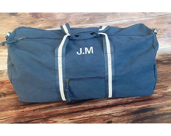 Sac week-end en toile personnalisé : fourre-tout brodé, cadeau garçon d'honneur