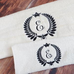 Personalised monogrammed towels  / Second Wedding Anniversary Cotton Gift / Christmas Towels / Mr and Mrs Towels / Matching Towels - Wedding