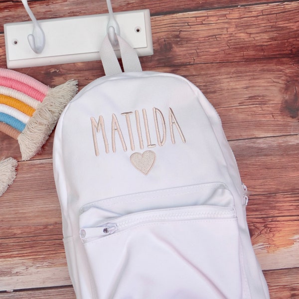 Personalised Backpack , Embroidered Personalised Backpack , Back to School Bag, Mama Bag, Name Bag, Muted Coloured Backpack , Kids Bag