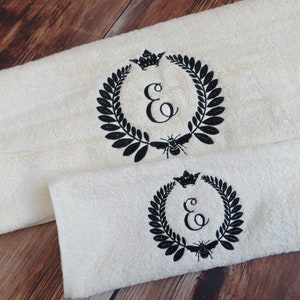 Personalised monogrammed towels  / Second Wedding Anniversary Cotton Gift / Christmas Towels / Mr and Mrs Towels / Matching Towels - Wedding
