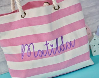 Personalised Beach Bag , Personalised Holiday Bag, Personalised Holdall , Personalised Swimming Bag ,Personalized Beach Bag ,Pink Beach Bag