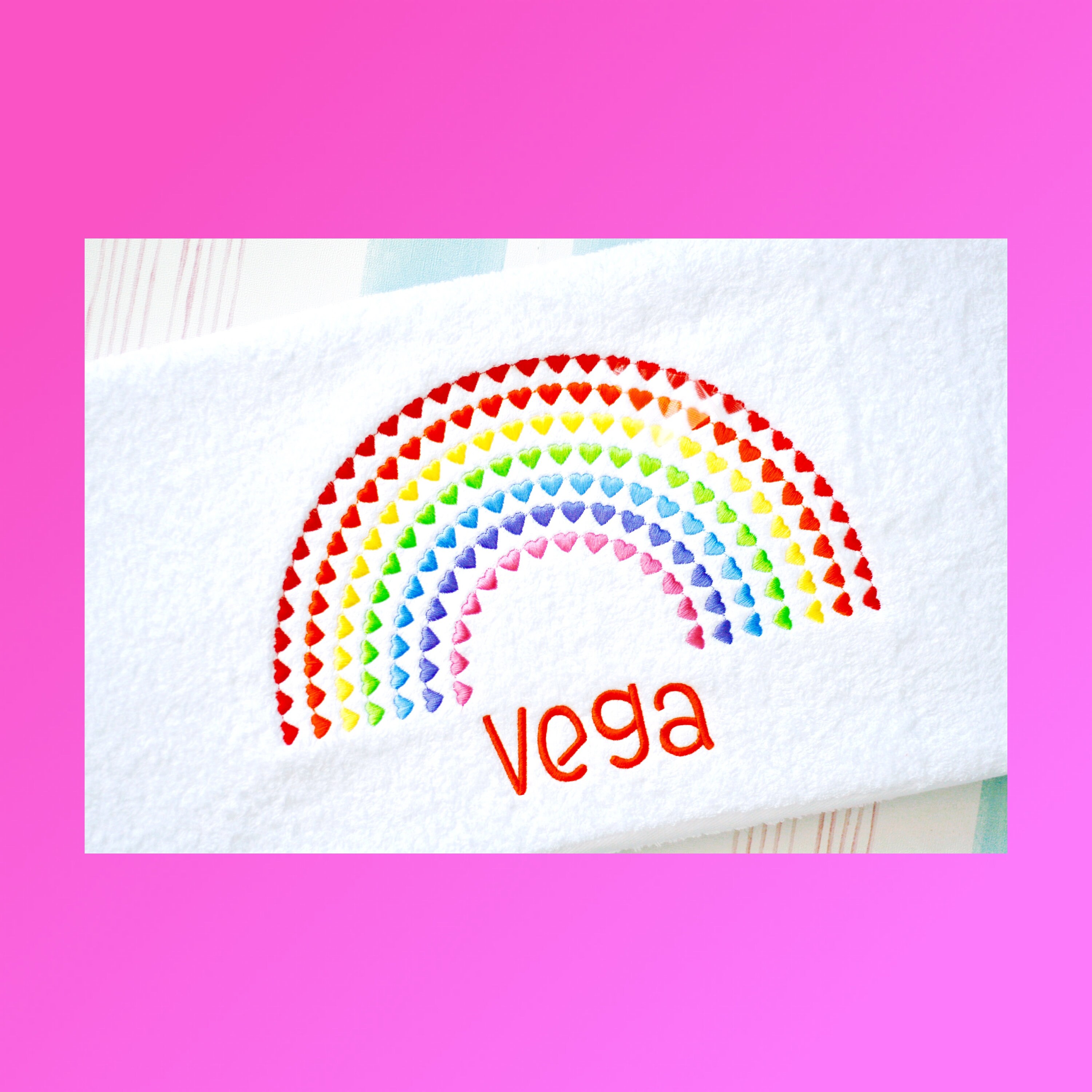 Personalised Rainbow Bath Towel / Personalized Rainbow Design Etsy UK