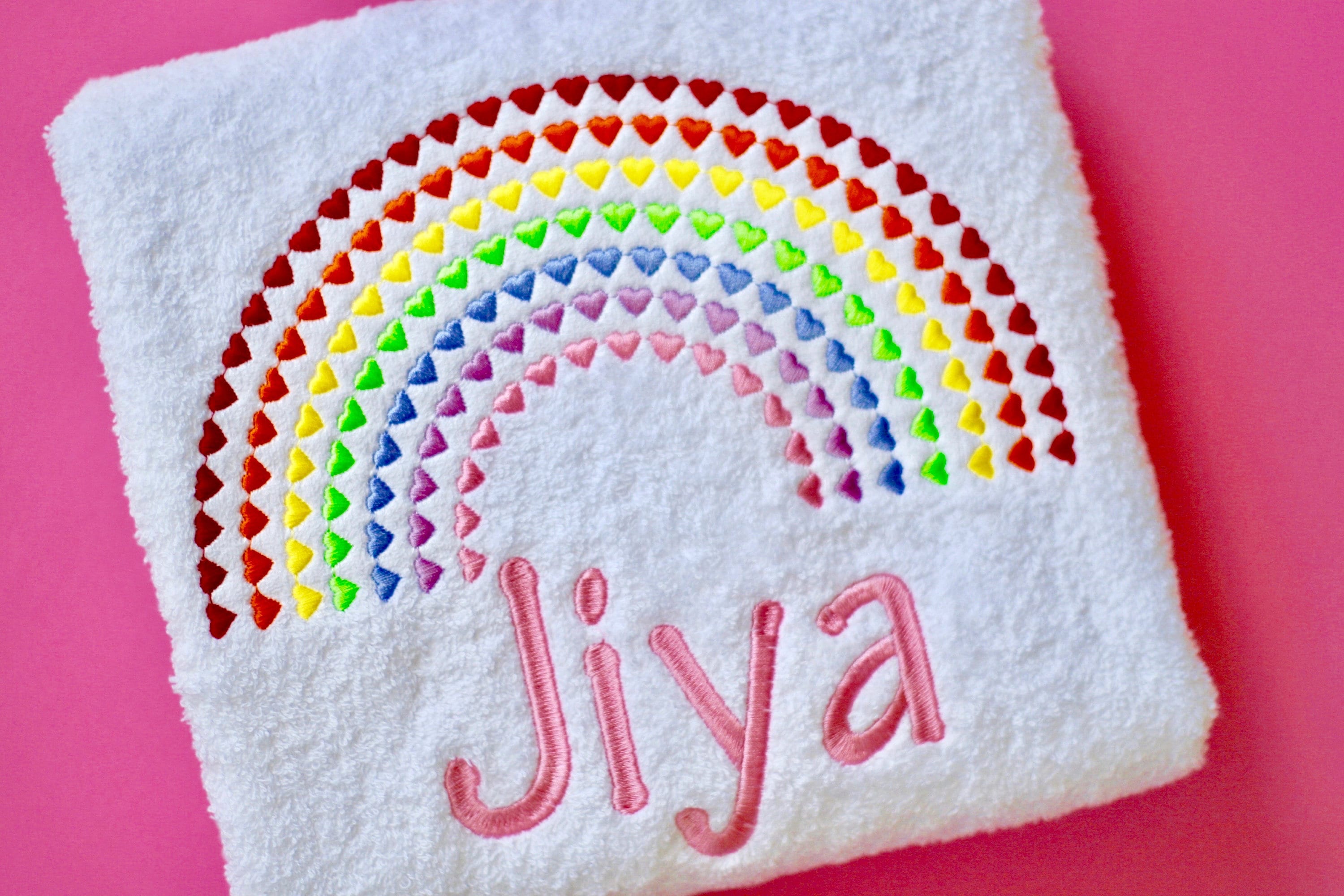 Personalised Rainbow Bath Towel / Personalized Rainbow Design Etsy UK