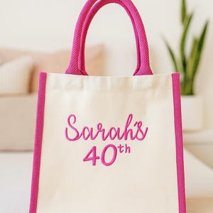 Personalised birthday Bag , Birthday Tote bag, Embroidered Birthday Gift Bags, ANY AGE , Embroidered bags , Holiday Bags