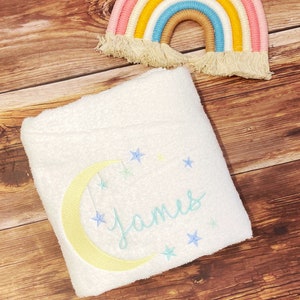 Personalised Swimming Towel - Personalised Towels - Personalised Baby Towels , Moon Towels , Baby Towels with name on, New baby Gifts