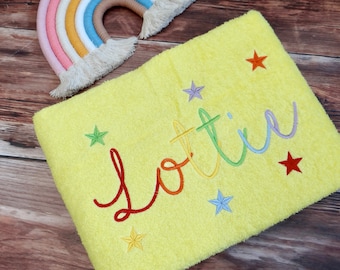 Personalised Swimming Towel - Personalised Towels - Rainbow Towel - Rainbow Gift - Swim Towels - Kids Bath Towels - Girls Rainbow Towel