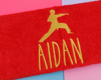 Personalized Martial Arts Towel: Embroidered Karate Design