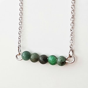 May Birthstone Necklace, Emerald Gemstone Necklace, Birthday Gift for Her, Dainty Jewelry • Green Ombre Necklace • Gold, Silver, Rose Gold