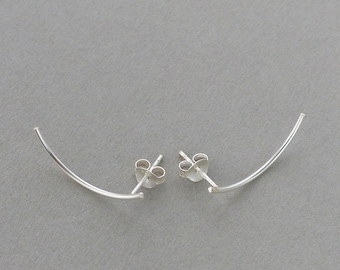 Grimpeurs d’oreilles minimalistes en argent sterling - clous d’oreille incurvés en argent - argent sterling, or ou plaqué or rose