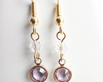 Alexandrite Swarovski Crystal Dangle Earrings, June Birthstone, Sterling Silver