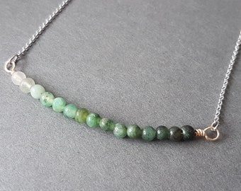 Emerald Birthstone Bracelet • Sterling Silver Ombre Gemstone Bar