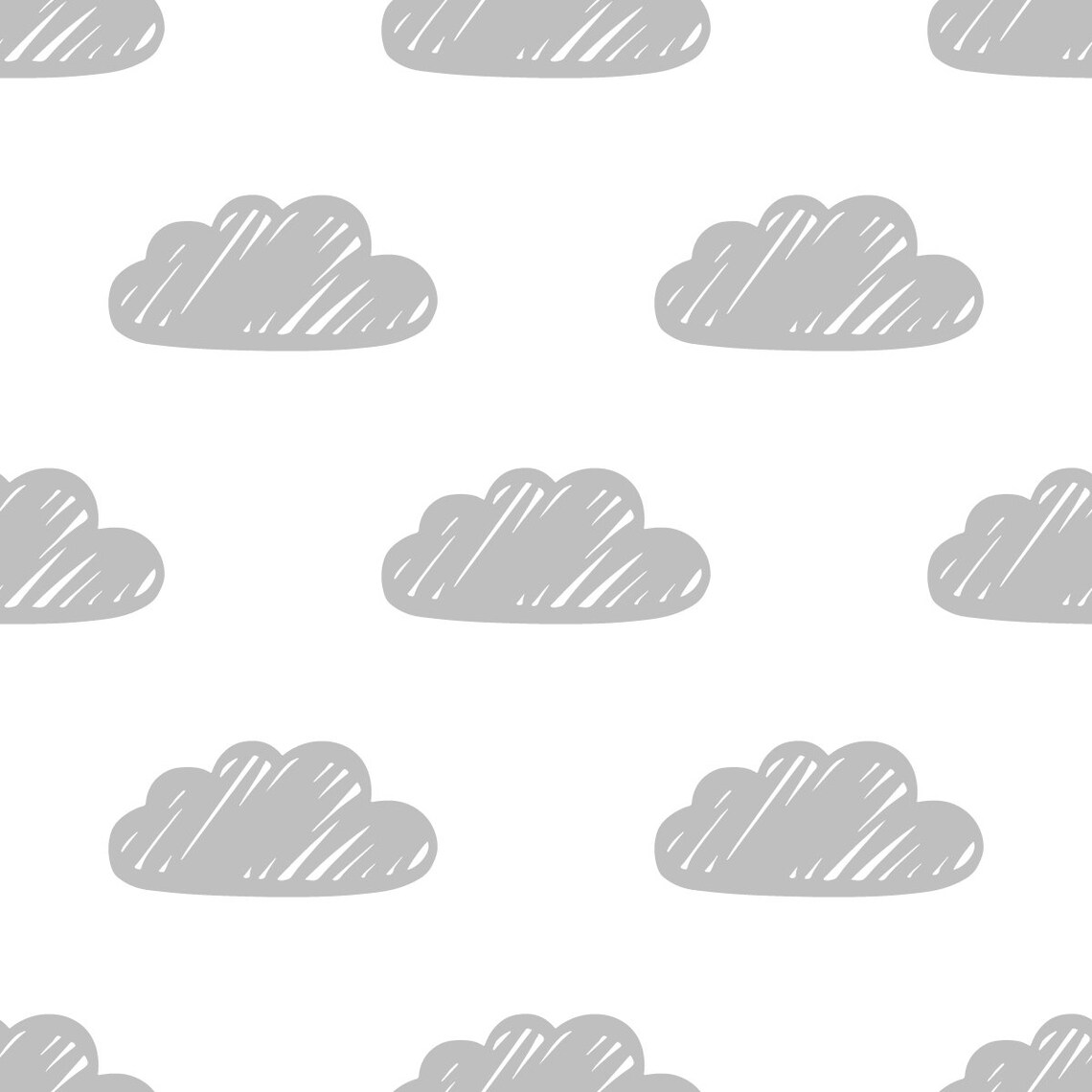 Gray Clouds Wallpaper // Nursery Wallpaper // Removable Etsy