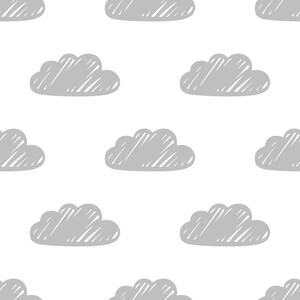 Gray Clouds Wallpaper // Nursery Wallpaper // Removable Wallpaper