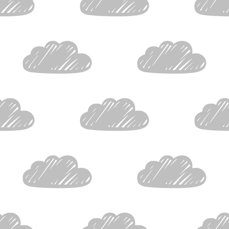 Gray Clouds Wallpaper // Nursery Wallpaper // Removable Etsy