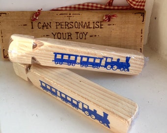 Personalised Toy Train Whistle. Wooden Toddler Toys. Train Whistle. Steam Train Whistle.