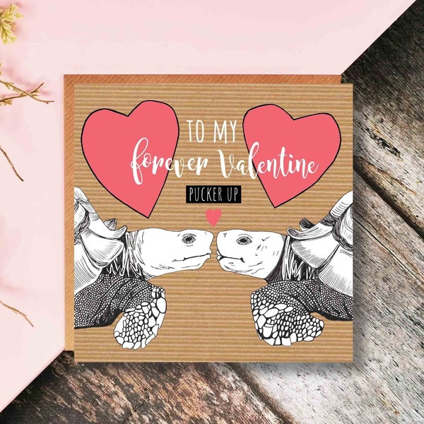 Tortoise Valentine's Card, Pucker Up, Forever Valentine, Long Time Lover, Funny, Quirky Valentine