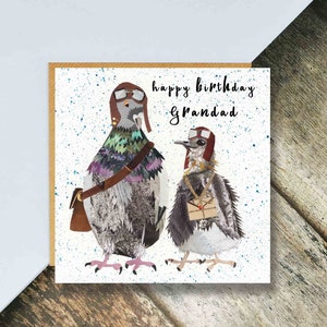 Happy Birthday Grandad Pigeon Card, Pigeon Carrier Card, Pigeon Fancier Birthday Card, Grandad Birthday