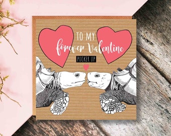 Tortoise Valentine's Card, Pucker Up, Forever Valentine, Long Time Lover, Funny, Quirky Valentine