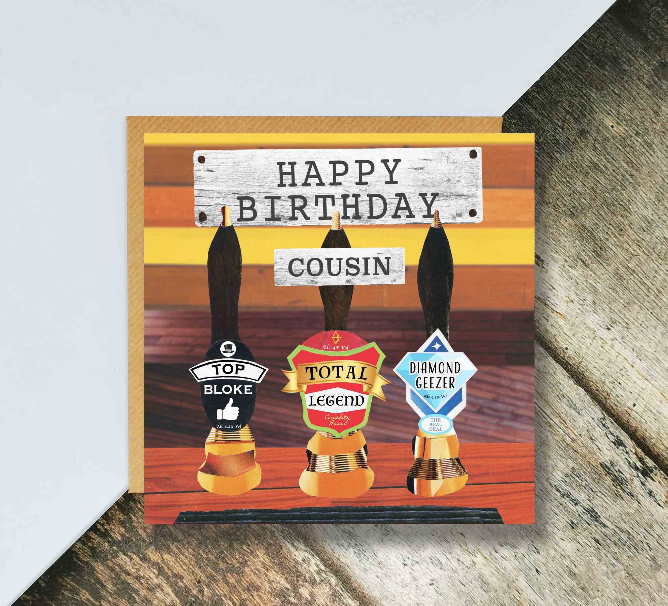 Happy Birthday Cousin Beer Images Cheers Cousin Birthday Card Complimentary Beer Taps Birthday - Etsy Ireland
