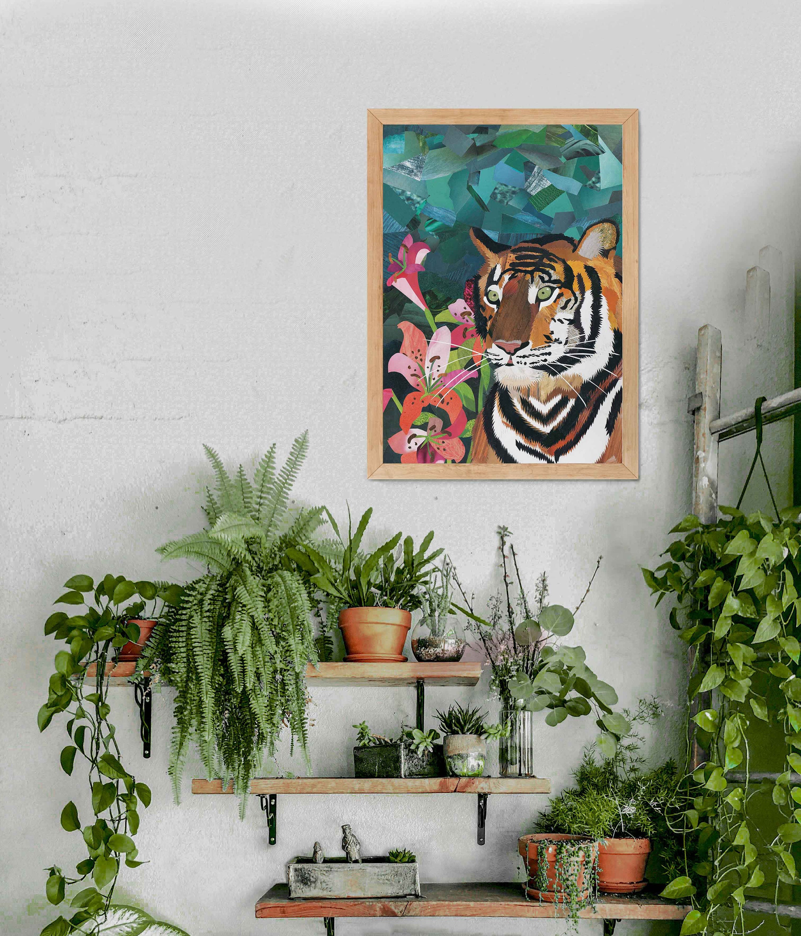 Tiger Lily Print of Original Collage Tiger Wall Art Lily Etsy