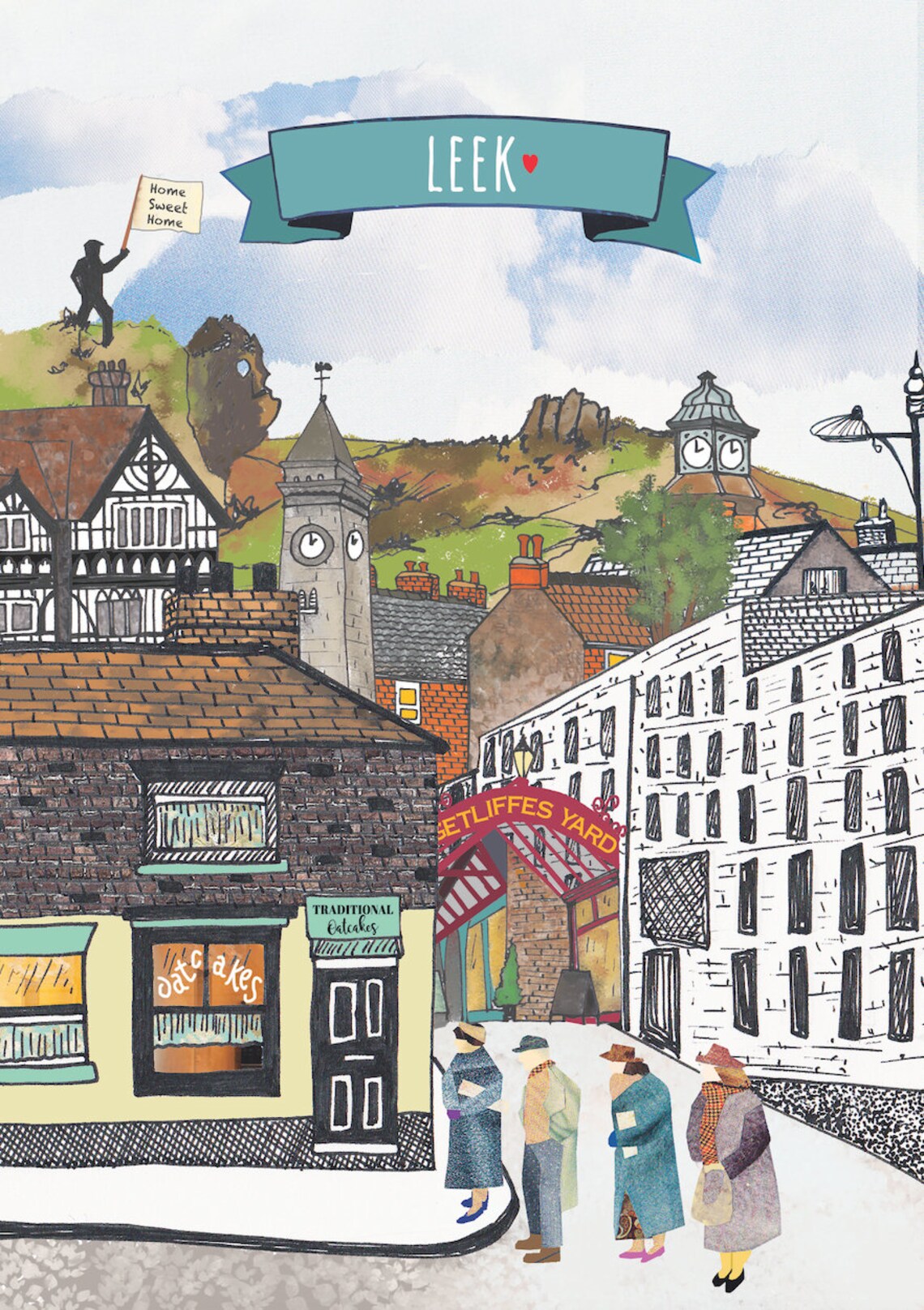 Leek Staffordshire Print Oatcake Shop Oatcakes the Winking Etsy Sweden