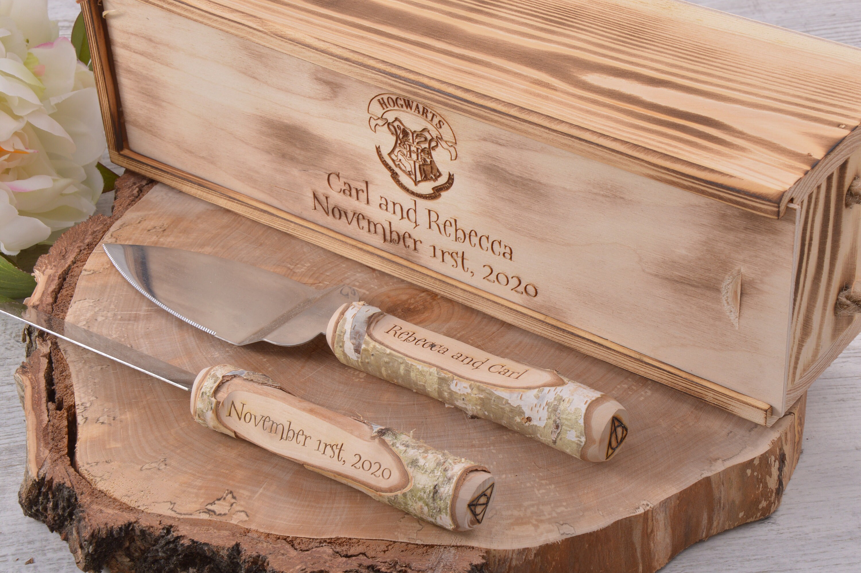 Cake Serving Set Rustic Wedding Cake Cutting Set Wedding Cake Etsy