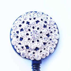 Rhinestones Brooch Retractable ID Badge Reel - Alligator Swivel Clip ID Badge Holder - Teacher Nurse Gifts Badge Clips - Best Gift Idea