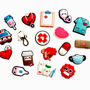 12 PCS Medical Shoe Charms fits , Healthworkers  / Doctor / Nurse Shoes Decoration Assorted set