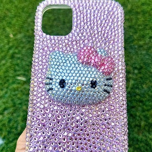 Handmade Blinged Out Glass Rhinestones Pink Bow Kitty Cell Phone Case bling bling
